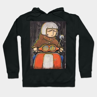 Retro Scooter, Classic Scooter, Scooterist, Scootering, Scooter Rider, Mod Art Hoodie